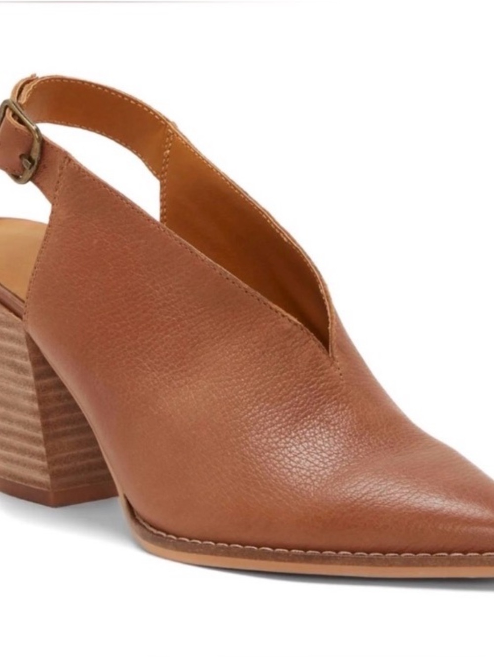 Lucky Brand Aroyu Tan Leather Slingback Mule with Block Heel 8